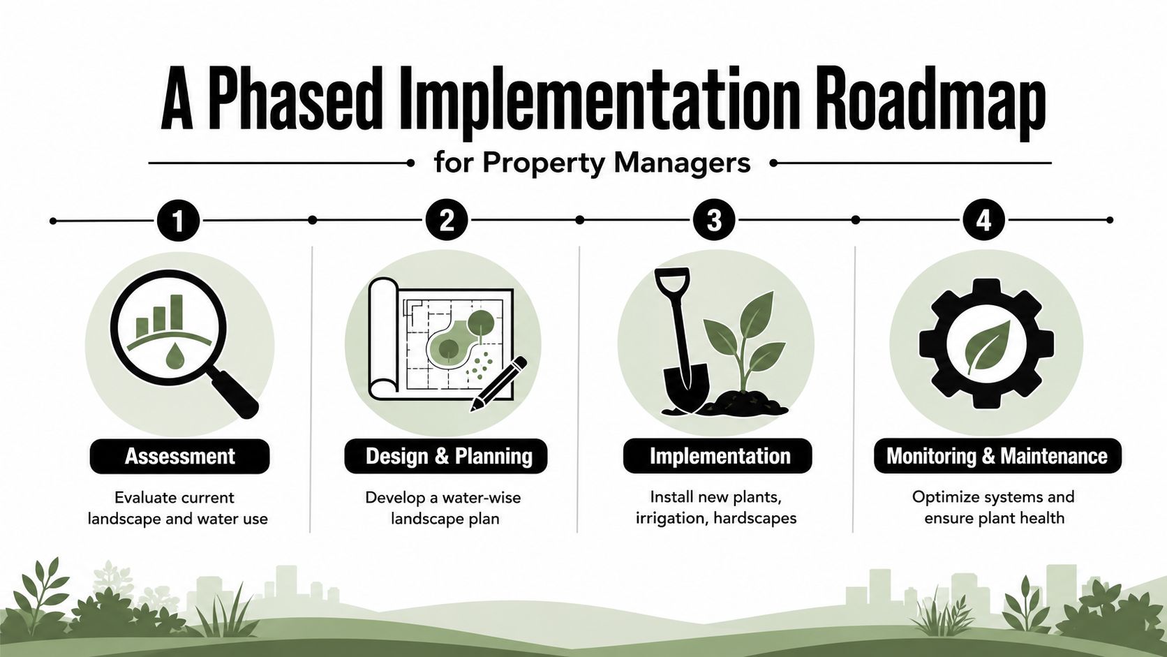 A four-step roadmap for property managers to implement sustainable, water-wise landscaping on their premises.